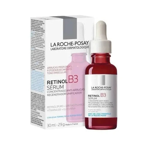 La Roche-Posay Retinol B3 serum with packaging on a white background