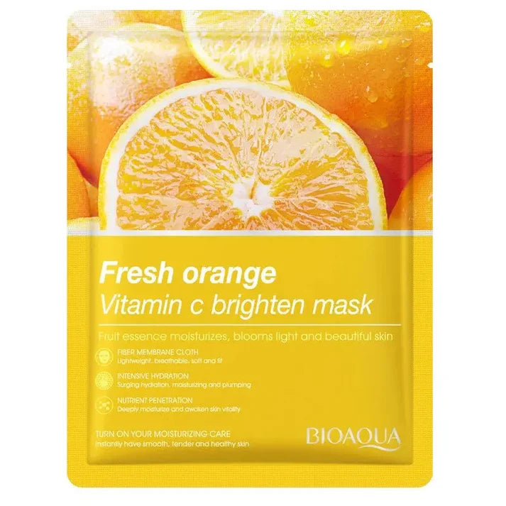 Bioaqua Fresh Orange Vitamin C Brighten Mask packaging with orange slices on a white background