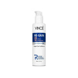 A white pump bottle of Vincé Re-Gain 12 Oils Nourishing Leave-In Hair Cream on a solid white background.