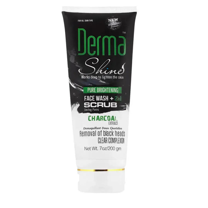 Derma Shine Charcoal Face Wash + Scrub 2 in 1 200g