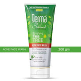 Tube of Derma Shines Tea Tree Acne Face Wash on a white background