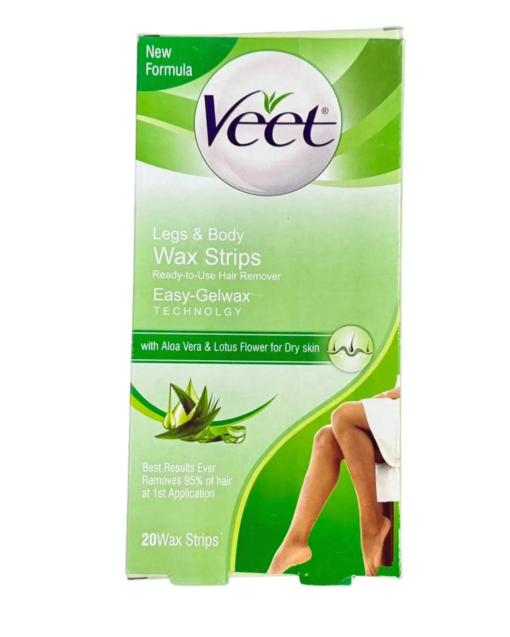 Veet Wax Strips Legs & Body with Aloe Vera & Lotus Flower 12pcs