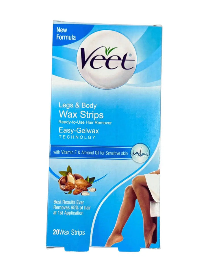 Veet Wax Strips Legs & Body with Vitamin E & Almond Oil 20pcs